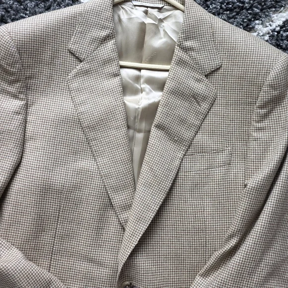 CANALI Italy Men's Blazer Size US 42L EU/IT 52 Houndstooth50% Silk/50%Cashmere